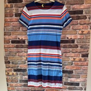 Brooks Brother Tee Dress Striped blue and coral size small